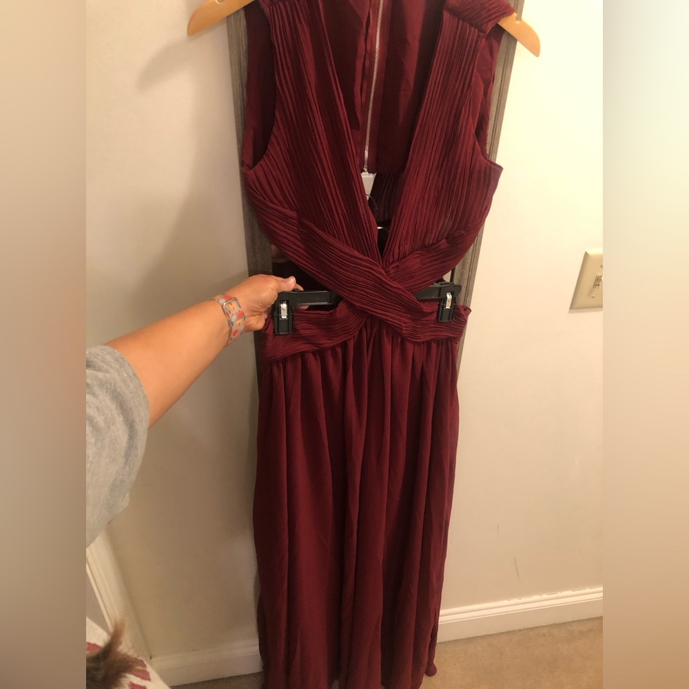 Maroon ribbed cross over dress size L